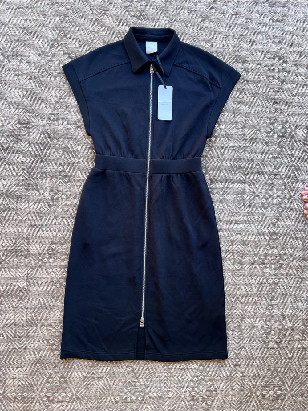 NWT Varley Louisa Zip Through Dress Black Size S DoubleSoft Midi
